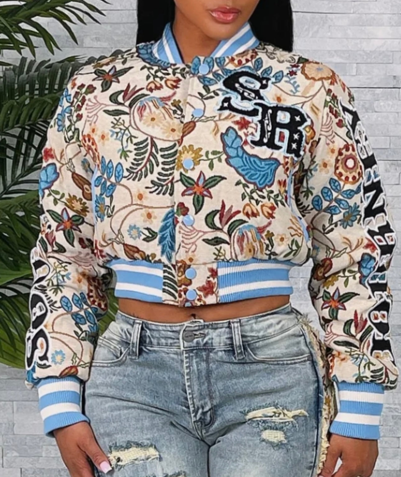 Light blue tapestry jacket