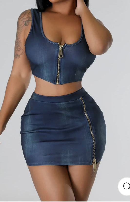 Denim Skirt Set